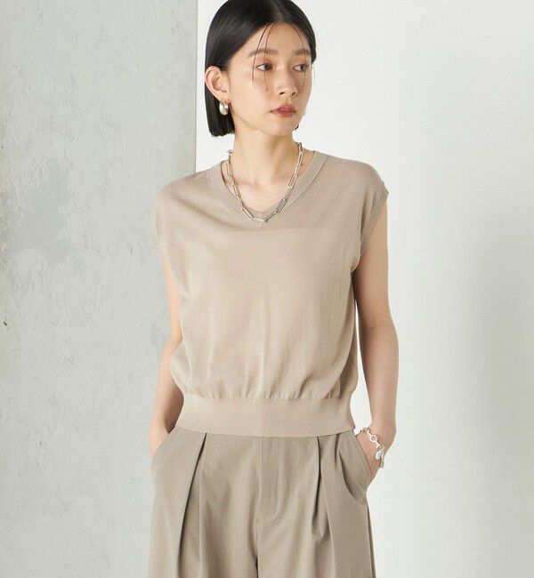 SHIPS for women「Wai＋:〈手洗い可能〉Vネック ベスト」|ニット・セーター|