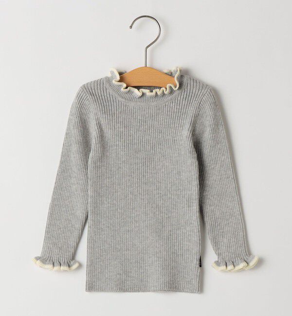 SHIPS KIDS「SHIPS KIDS:80～90cm /〈手洗い可能〉フリル リブ ニット」|Tシャツ・カットソー|ライトグレー