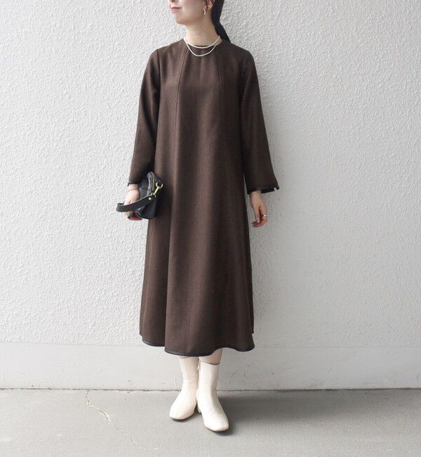 SHIPS any「SHIPS any: ヘリンボーン パイピング フレア ワンピース」|ワンピース|