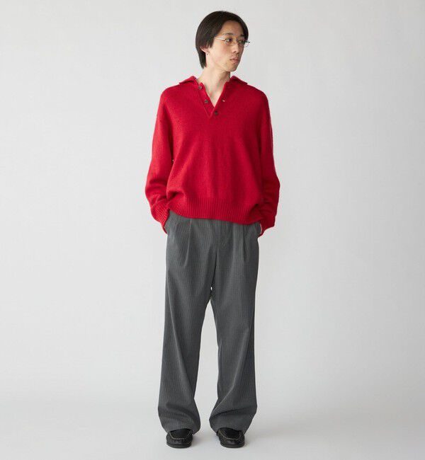 SHIPS「City Ambient Products: チェック＆ストライプ 2タック ワイド スラックス」|スラックス|