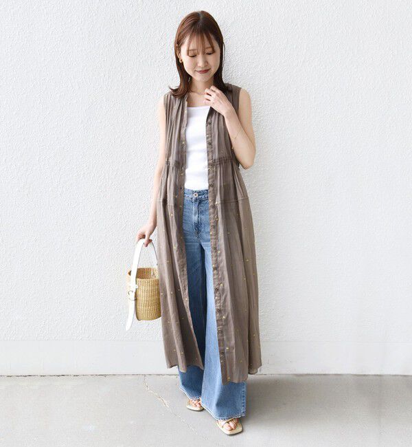 SHIPS for women「《予約》〈手洗い可能〉コットン オーガンジー 刺繍 ウエスト ドロスト ワンピース」|ワンピース|