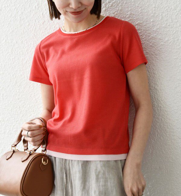 SHIPS any「《予約》SHIPS any:〈手洗い可能〉レイヤード シアー ワッフル TEE」|Tシャツ・カットソー|