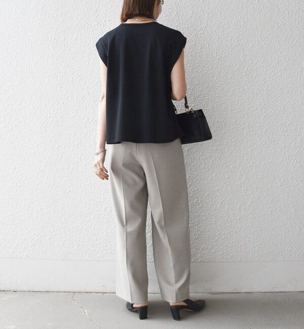 SHIPS any「《予約》SHIPS any:〈接触冷感/汗染み防止加工/洗濯機可能〉タック フレア ノースリーブ TEE」|Tシャツ・カットソー|