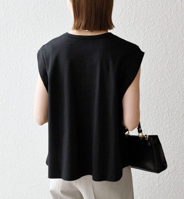 SHIPS any「《予約》SHIPS any:〈接触冷感/汗染み防止加工/洗濯機可能〉タック フレア ノースリーブ TEE」|Tシャツ・カットソー|