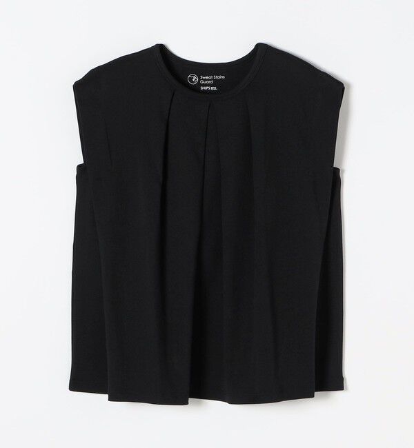 SHIPS any「《予約》SHIPS any:〈接触冷感/汗染み防止加工/洗濯機可能〉タック フレア ノースリーブ TEE」|Tシャツ・カットソー|