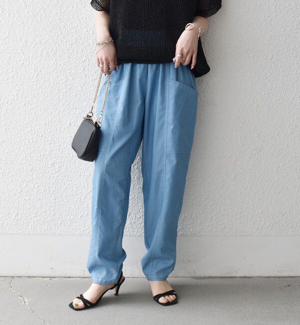 SHIPS any「《予約》SHIPS any:〈洗濯機可能〉シャンブレー デニム ポケット テーパード パンツ」|その他|ライトブルー