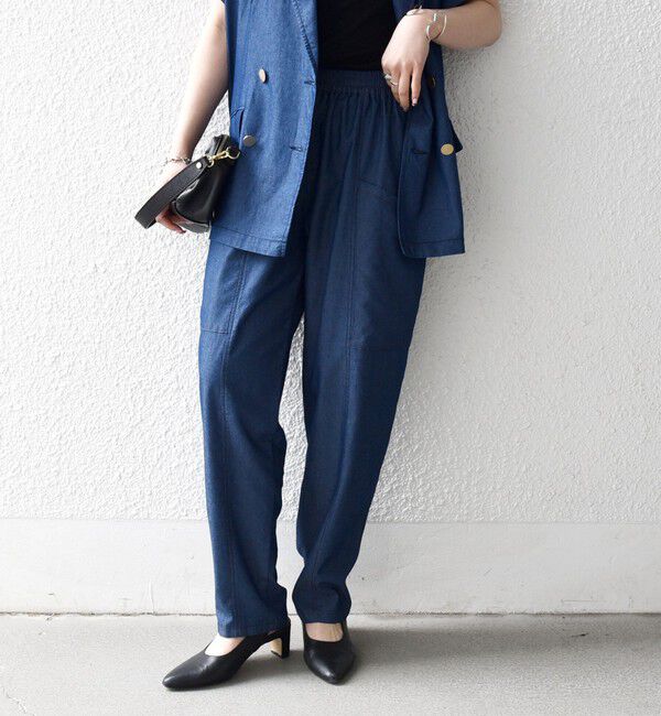 SHIPS any「《予約》SHIPS any:〈洗濯機可能〉シャンブレー デニム ポケット テーパード パンツ」|その他|