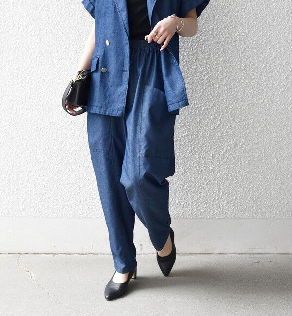 SHIPS any「《予約》SHIPS any:〈洗濯機可能〉シャンブレー デニム ポケット テーパード パンツ」|その他|