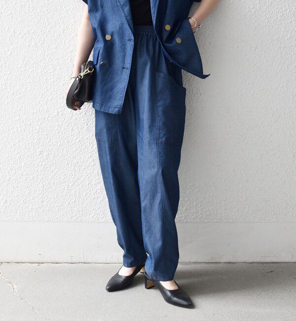 SHIPS any「《予約》SHIPS any:〈洗濯機可能〉シャンブレー デニム ポケット テーパード パンツ」|その他|