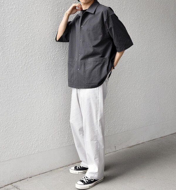 SHIPS any「SHIPS any:〈撥水/軽量/ストレッチ〉SOLOTEX(R) シアサッカー キャンプポケット シャツ 26SS◆」|シャツ・ブラウス|