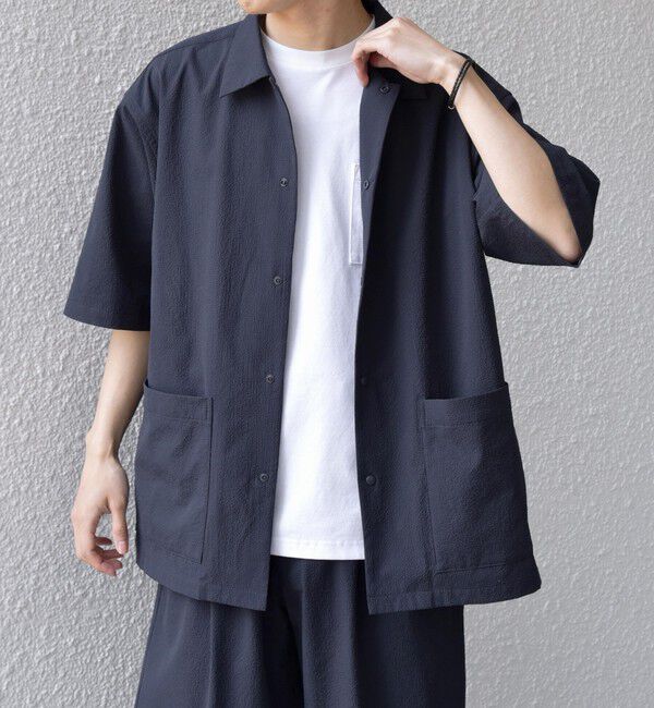 SHIPS any「SHIPS any:〈撥水/軽量/ストレッチ〉SOLOTEX(R) シアサッカー キャンプポケット シャツ 26SS◆」|シャツ・ブラウス|