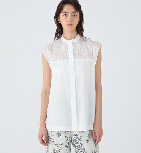 TOMORROWLAND collection「ジオメトリックエンブロイダリー バンドカラーブラウス」|シャツ・ブラウス|