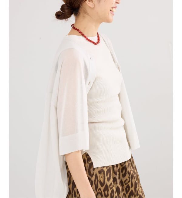 IENA「《予約》 ECOSPLASH リブボートネックプルオーバー」|ニット・セーター|