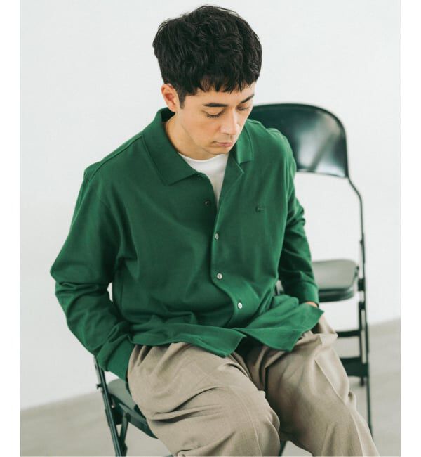 EDIFICE「LACOSTE(ラコステ) 別注 フルオープン ロングスリーブポロシャツ」|Tシャツ・カットソー|