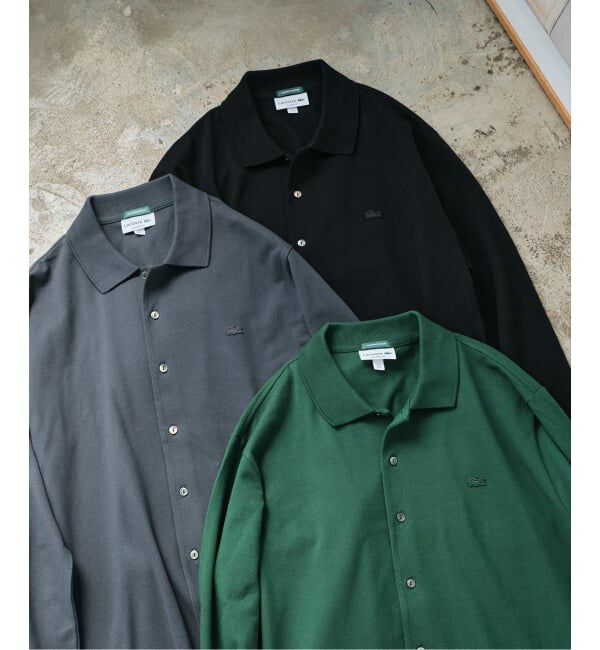 EDIFICE「LACOSTE(ラコステ) 別注 フルオープン ロングスリーブポロシャツ」|Tシャツ・カットソー|