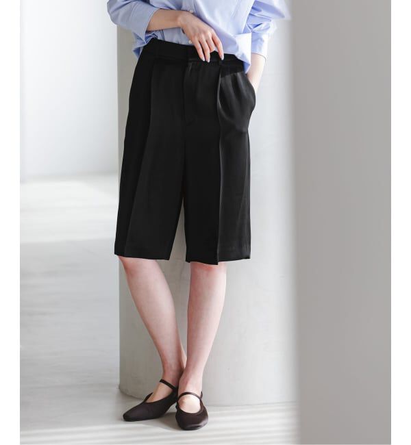 NOBLE「《予約》コンパクトサテンバミューダーパンツ」|その他|ブラック