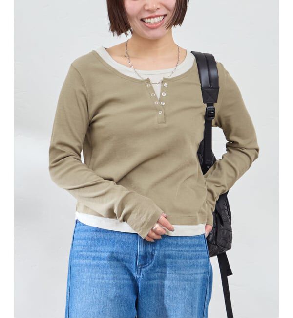 U by SPICK&SPAN「《予約》フェイクレイヤードガーゼフライストップス」|Tシャツ・カットソー|