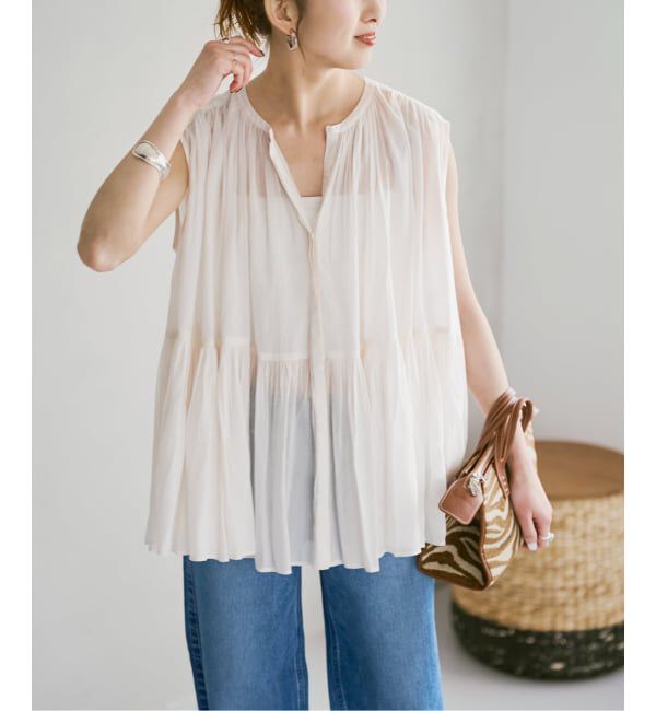 Spick and Span「《予約》HYU ギャザーフレンチブラウス」|シャツ・ブラウス|