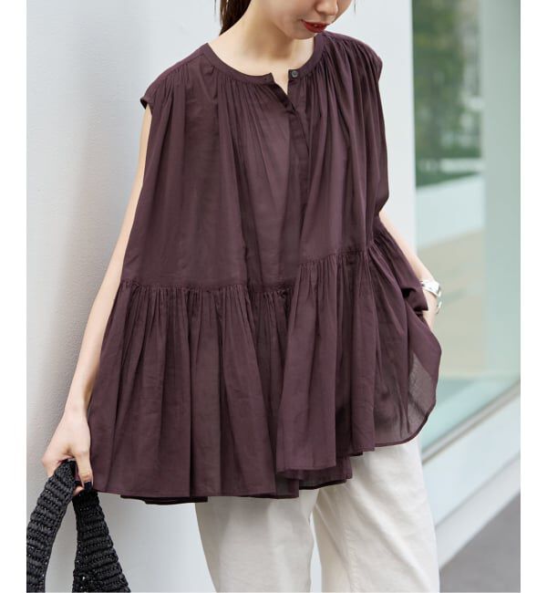 Spick and Span「《予約》HYU ギャザーフレンチブラウス」|シャツ・ブラウス|