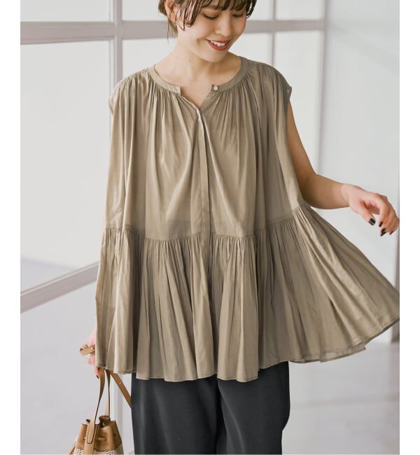 Spick and Span「《予約》HYU ギャザーフレンチブラウス」|シャツ・ブラウス|