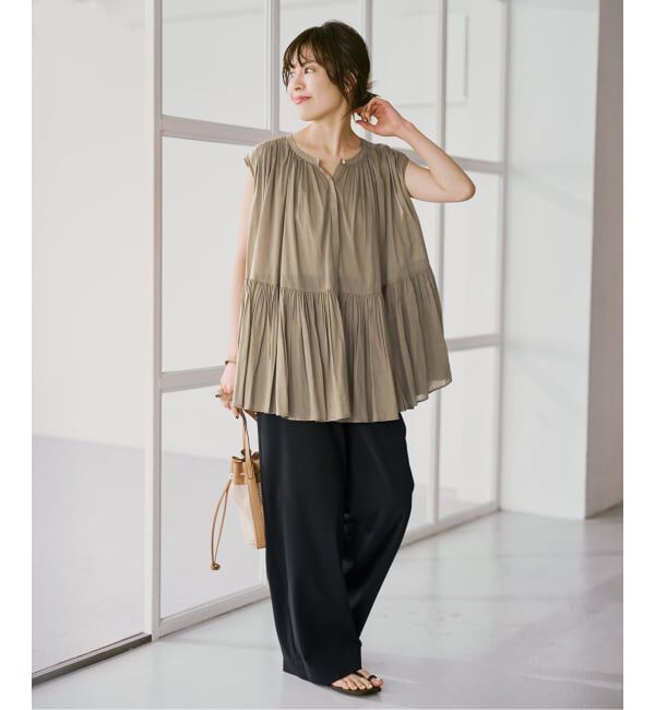 Spick and Span「《予約》HYU ギャザーフレンチブラウス」|シャツ・ブラウス|