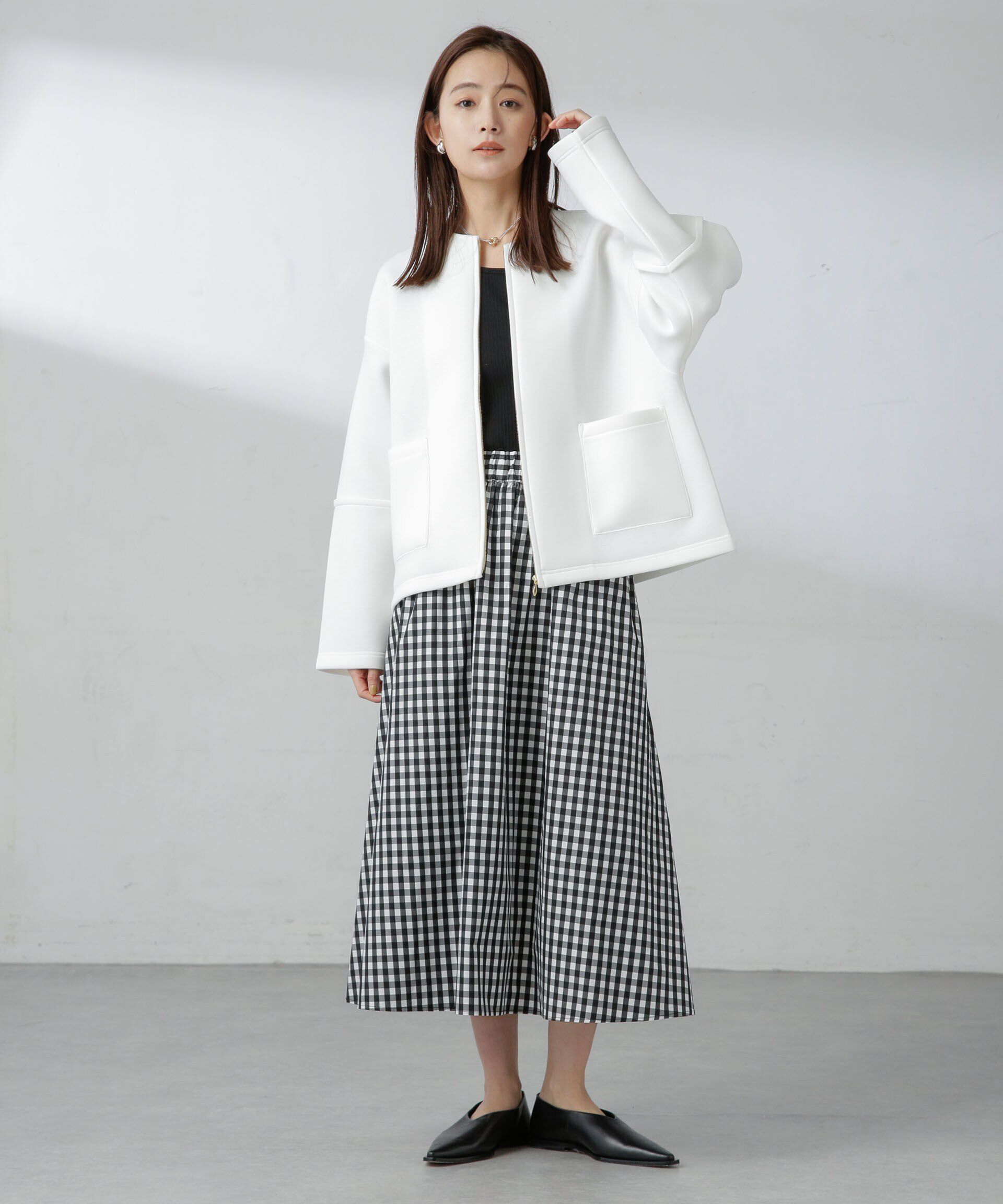 nano･universe「ギャザーボリュームチェックスカート」|スカート|