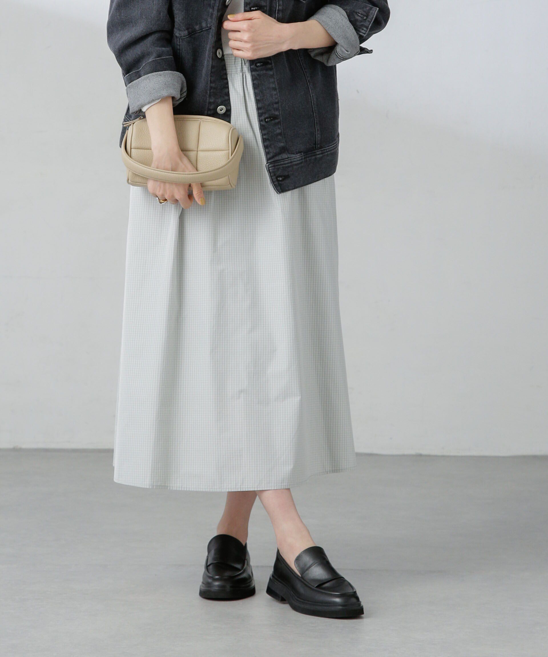 nano･universe「ギャザーボリュームチェックスカート」|スカート|アイボリー7