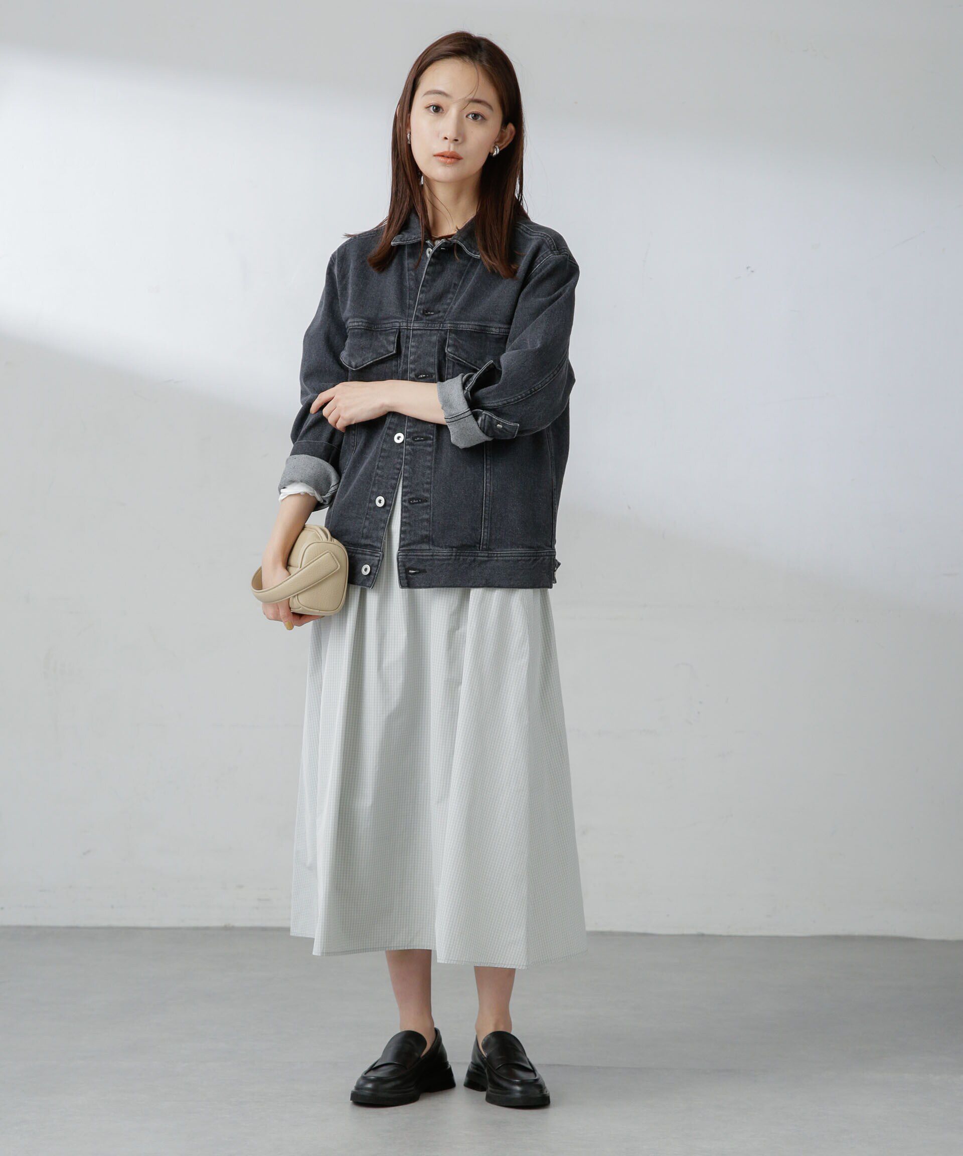 nano･universe「ギャザーボリュームチェックスカート」|スカート|