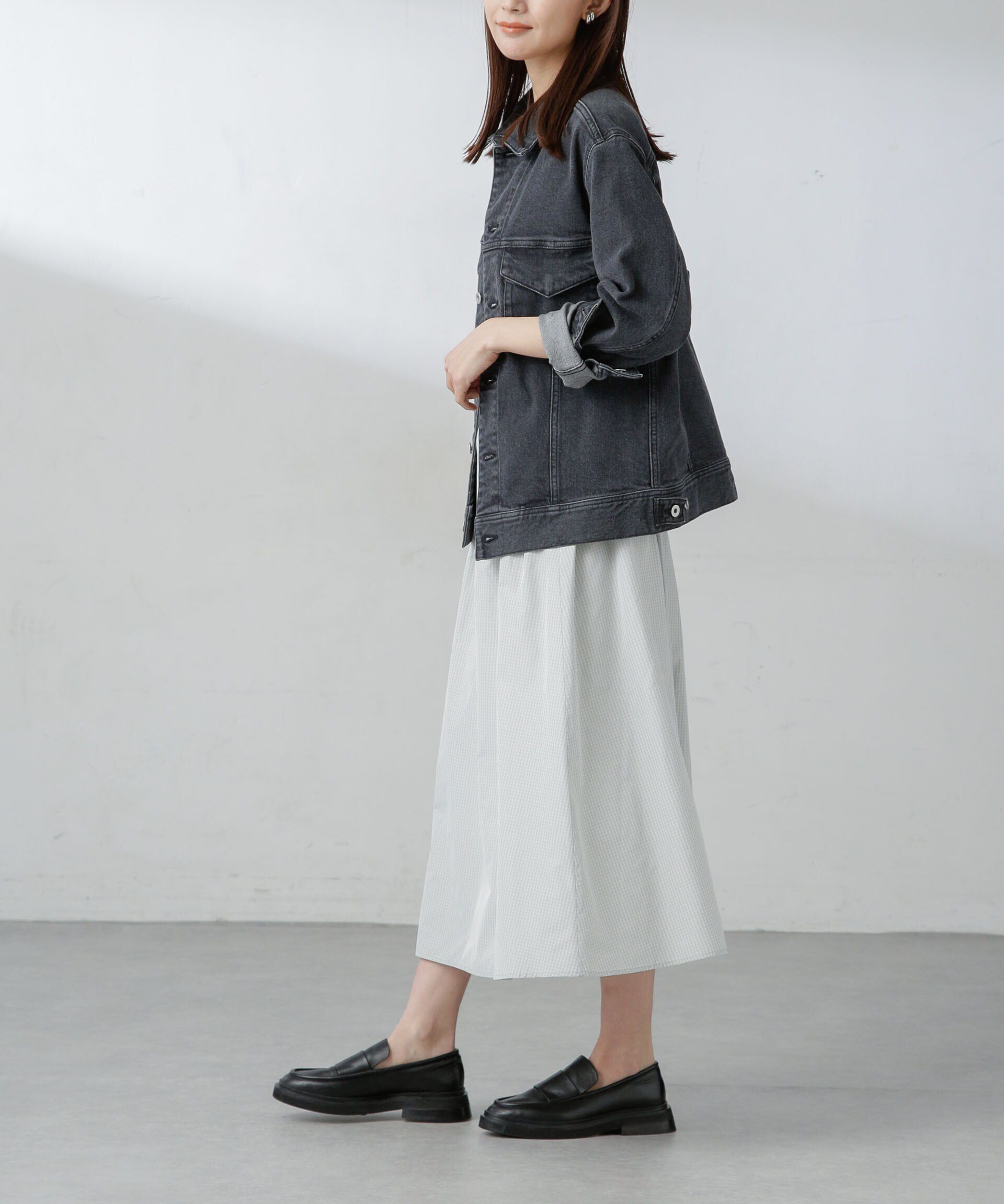 nano･universe「ギャザーボリュームチェックスカート」|スカート|