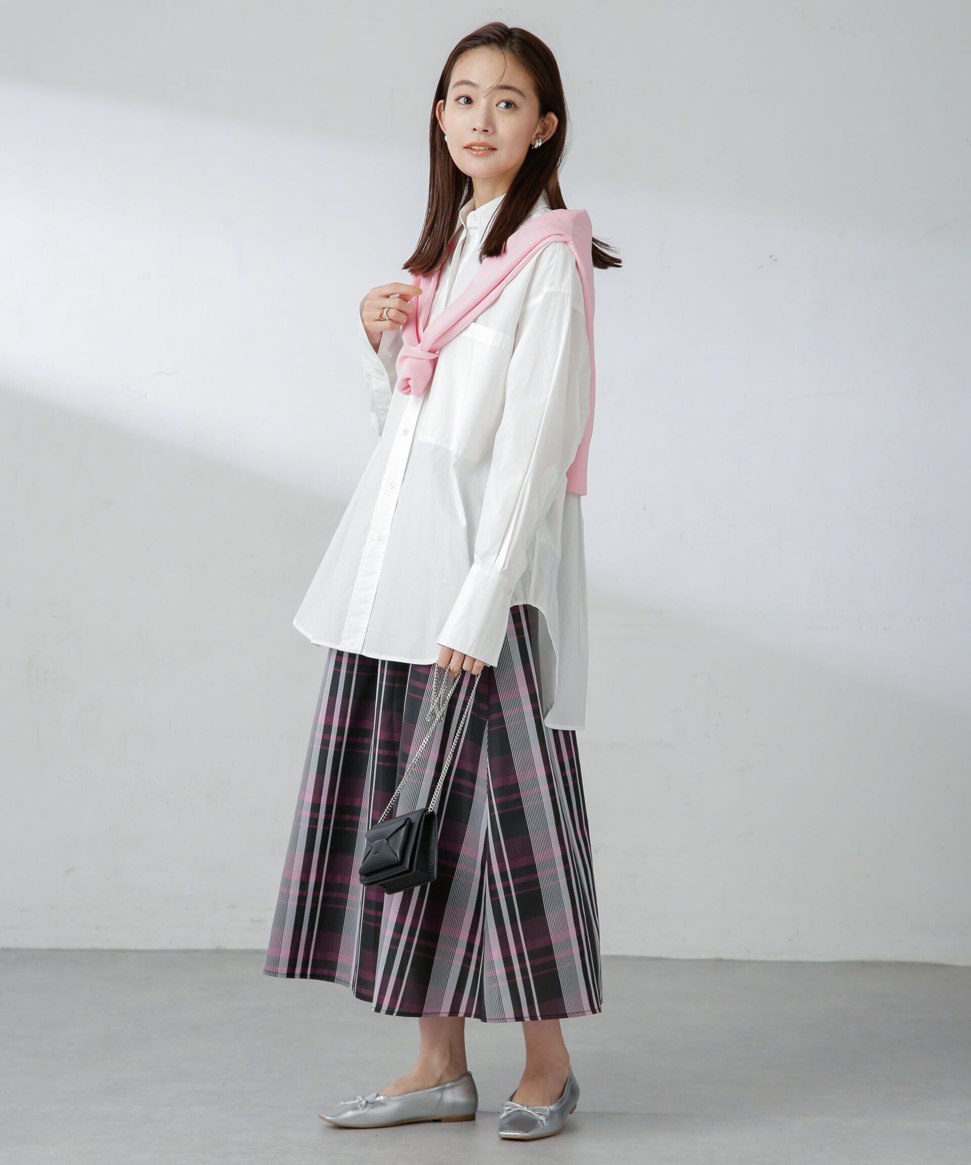 nano･universe「ギャザーボリュームチェックスカート」|スカート|