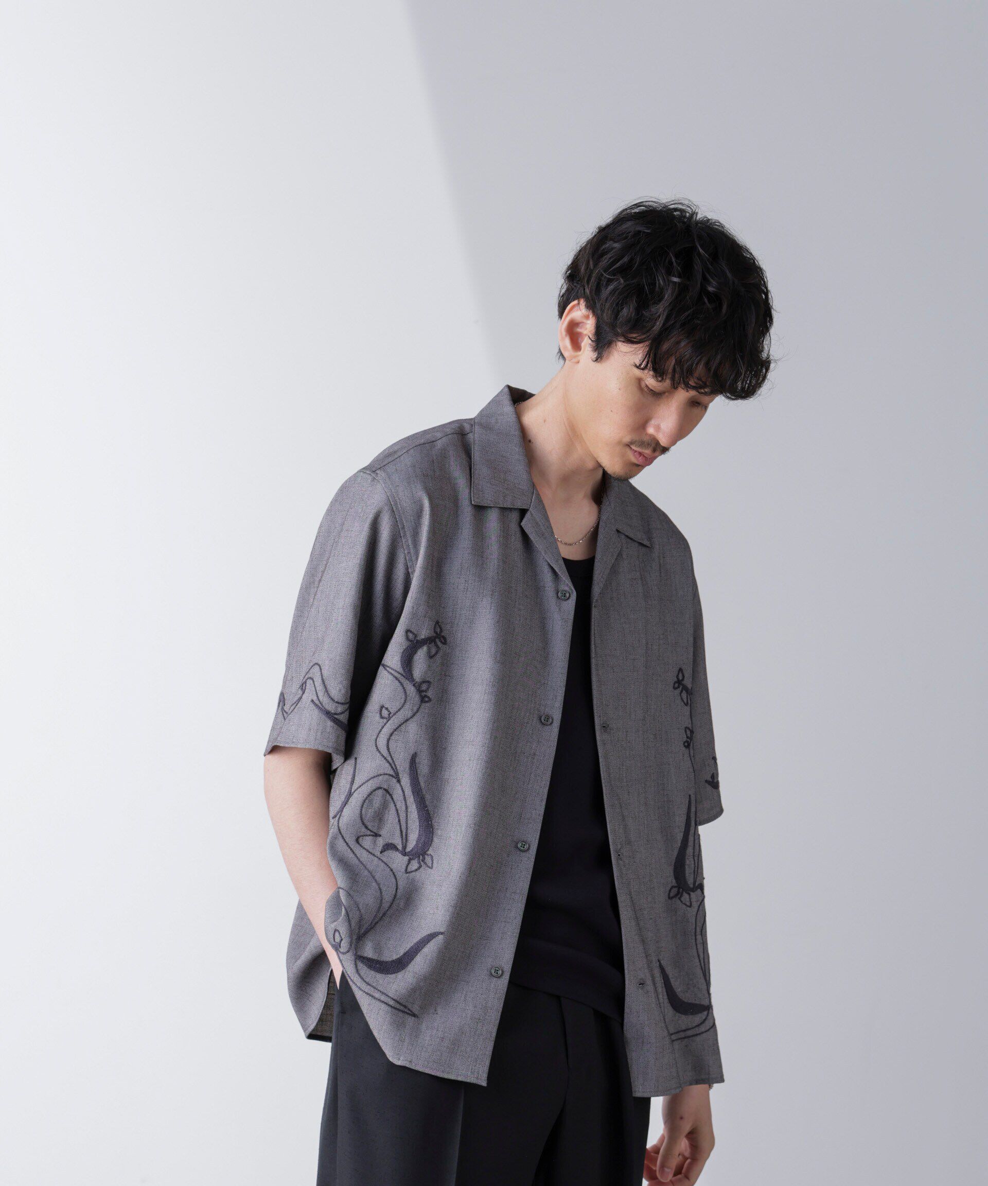 nano･universe「チェーン刺繍オープンカラーシャツ」|シャツ・ブラウス|