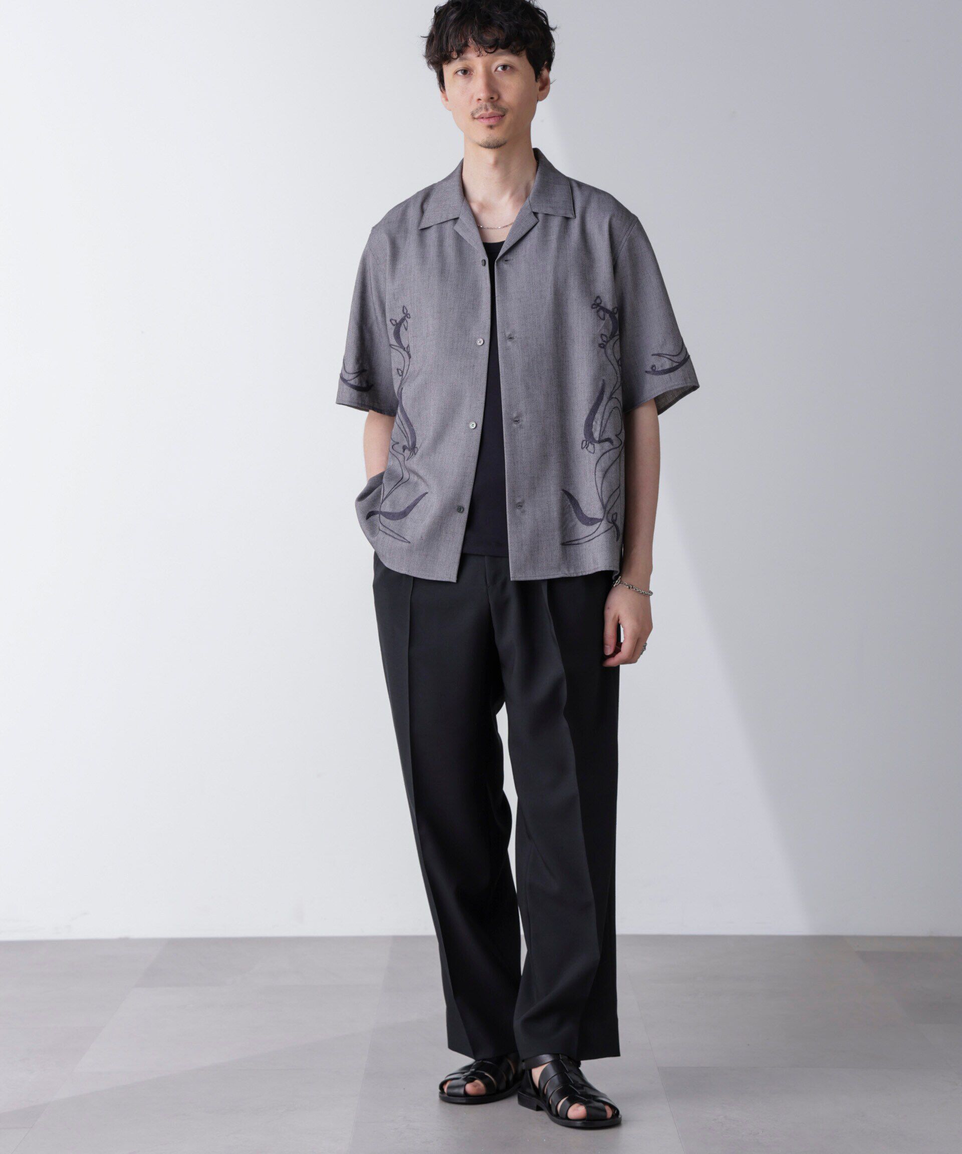 nano･universe「チェーン刺繍オープンカラーシャツ」|シャツ・ブラウス|