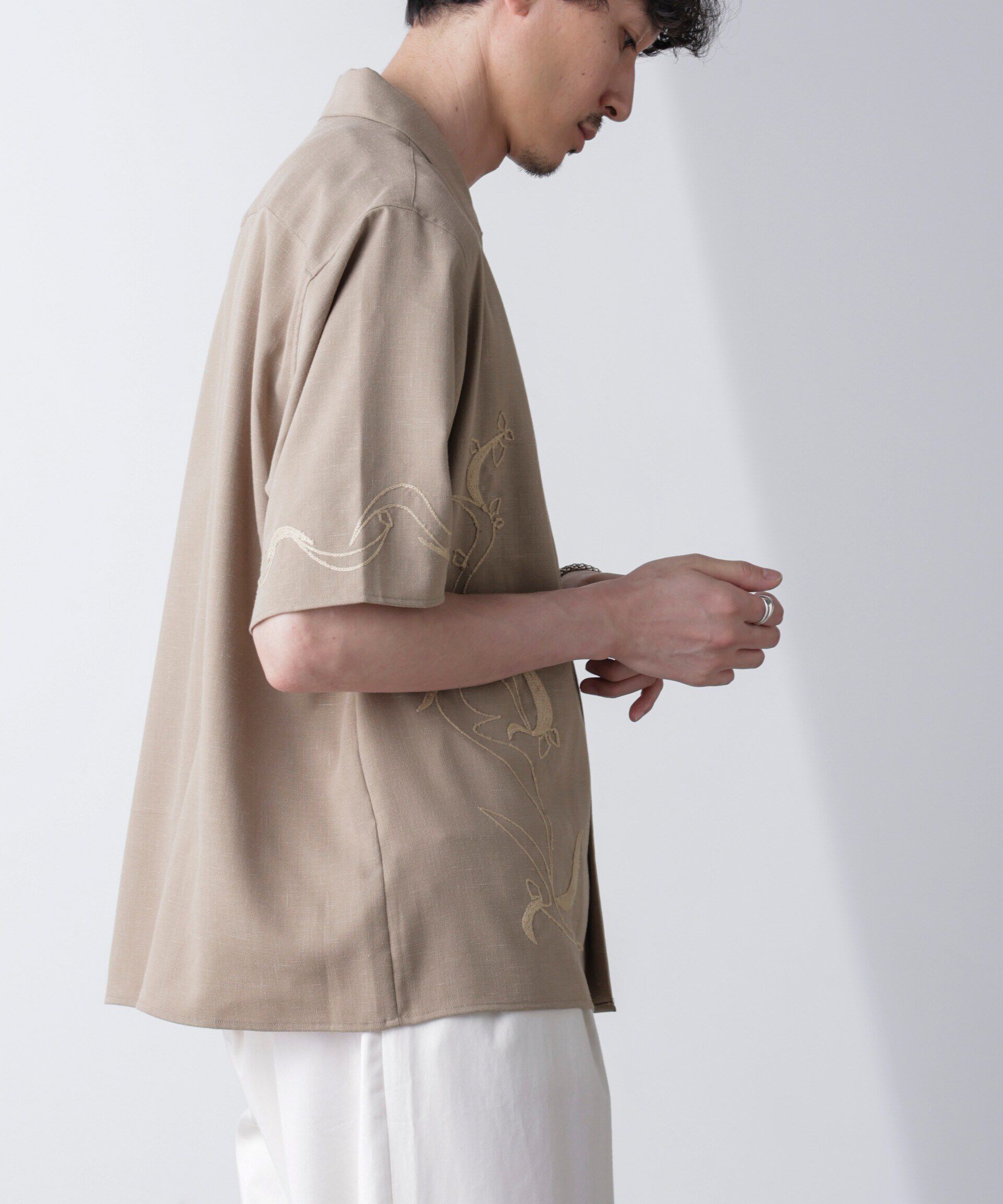 nano･universe「チェーン刺繍オープンカラーシャツ」|シャツ・ブラウス|