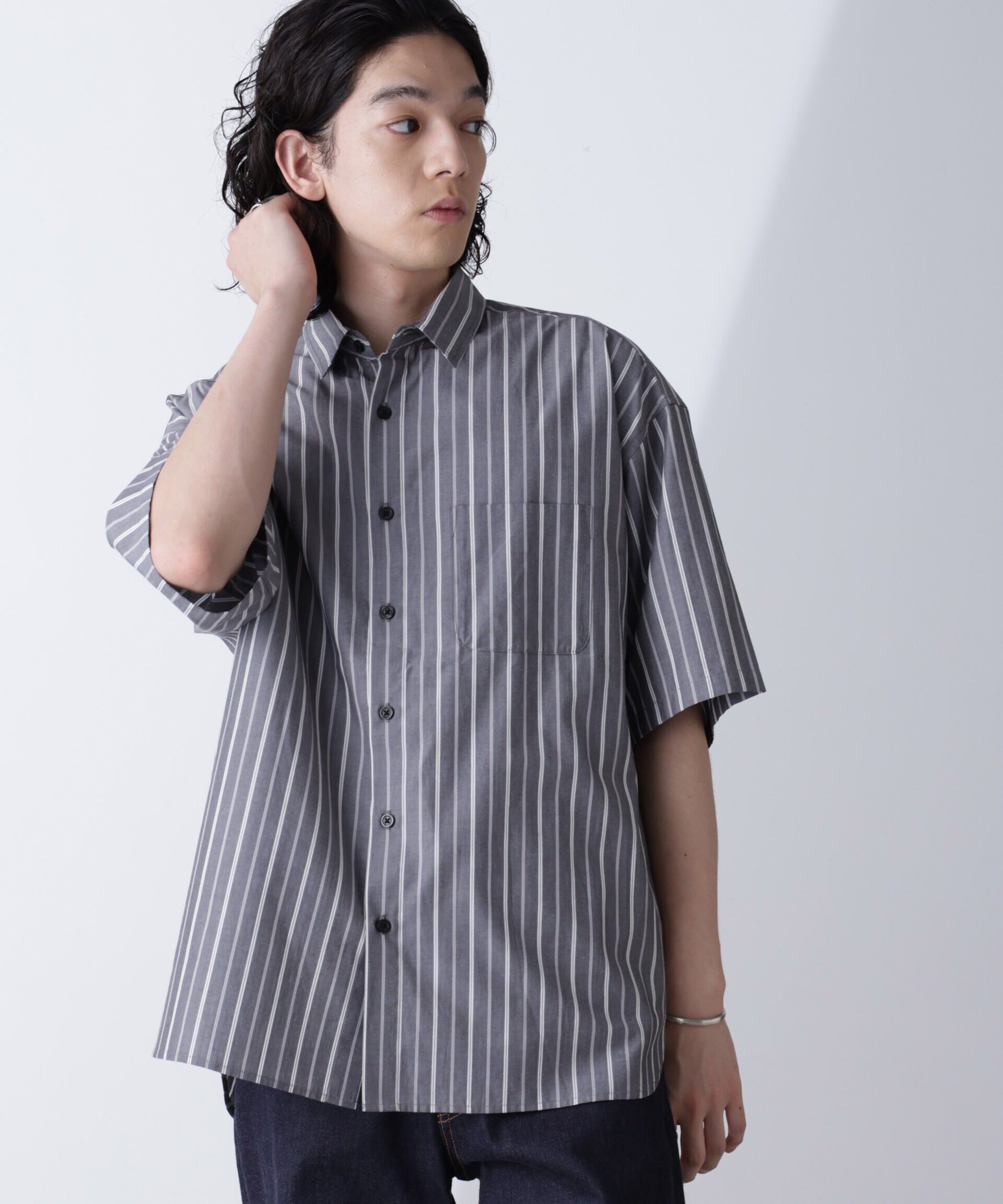 nano･universe「ストライプレギュラーシャツ 半袖」|シャツ・ブラウス|