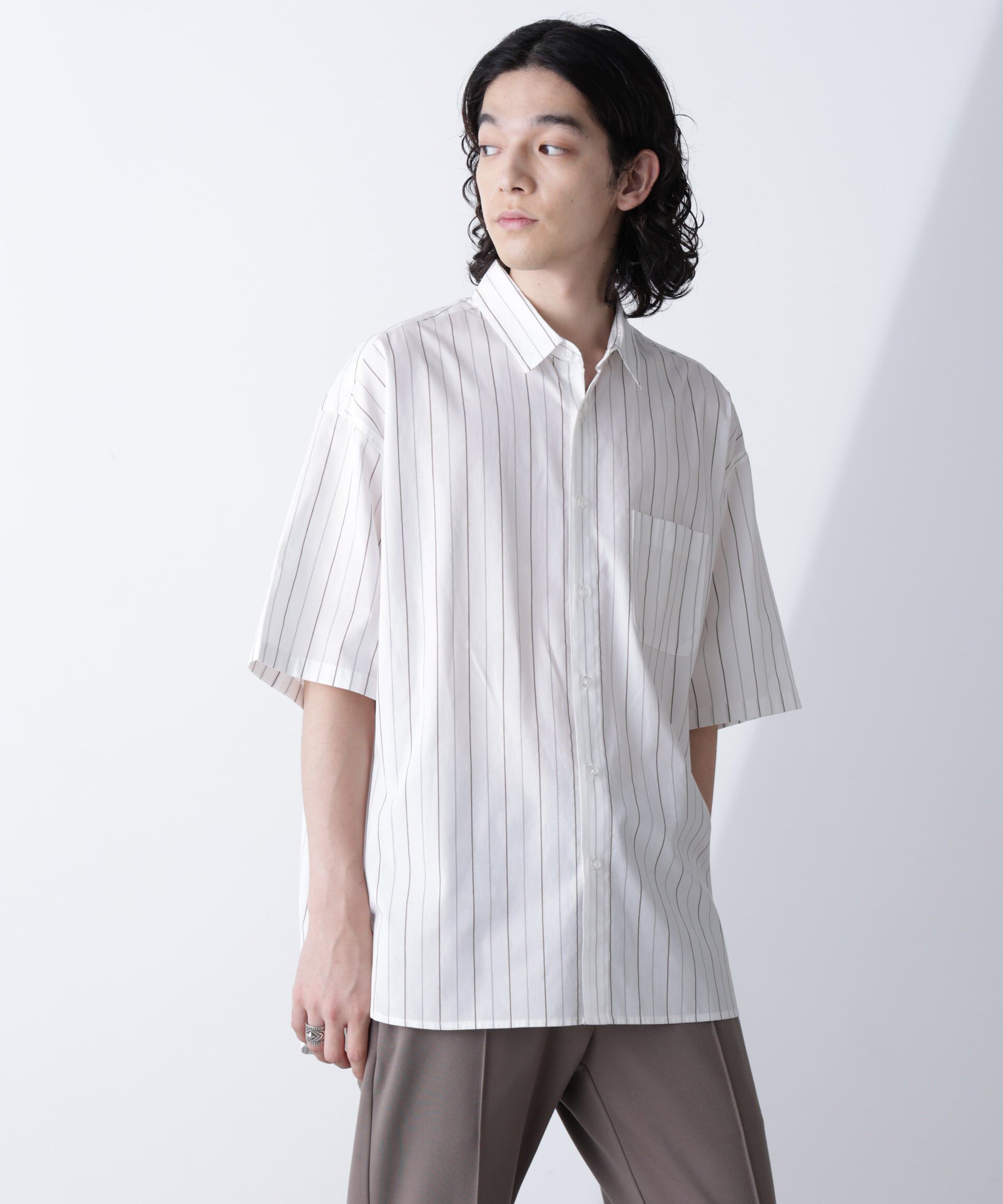 nano･universe「ストライプレギュラーシャツ 半袖」|シャツ・ブラウス|