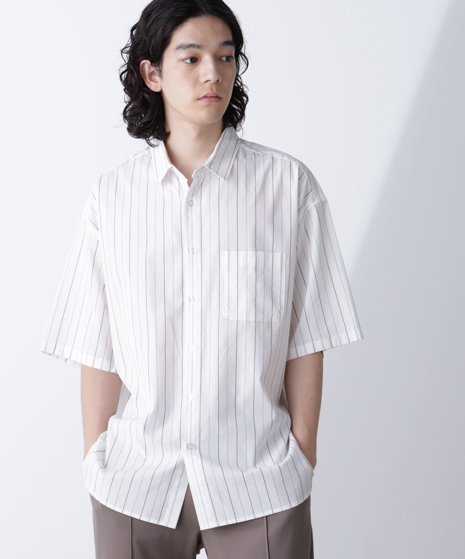 nano･universe「ストライプレギュラーシャツ 半袖」|シャツ・ブラウス|