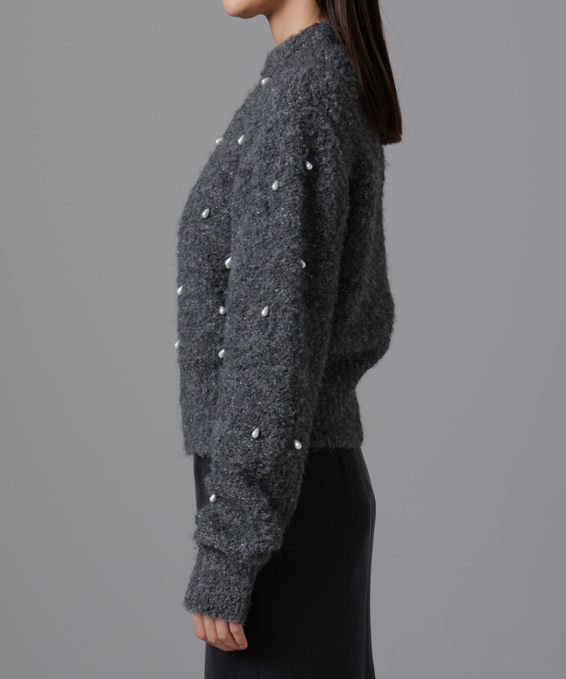 nano･universe「ラメブークレ雫パールニット」|ニット・セーター|