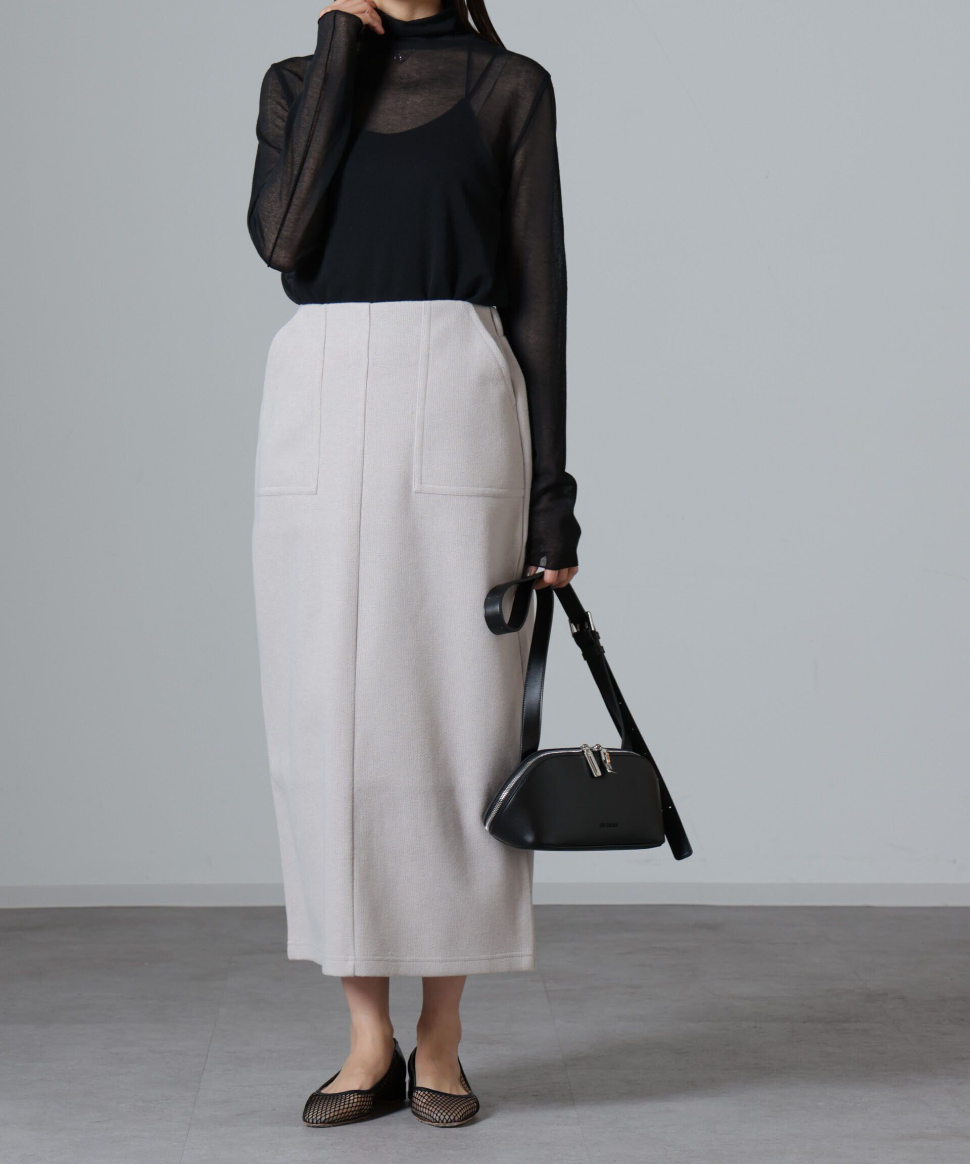 nano･universe「ウールライクニードルパンチスカート(セットアップ可)」|スカート|グレージュ3