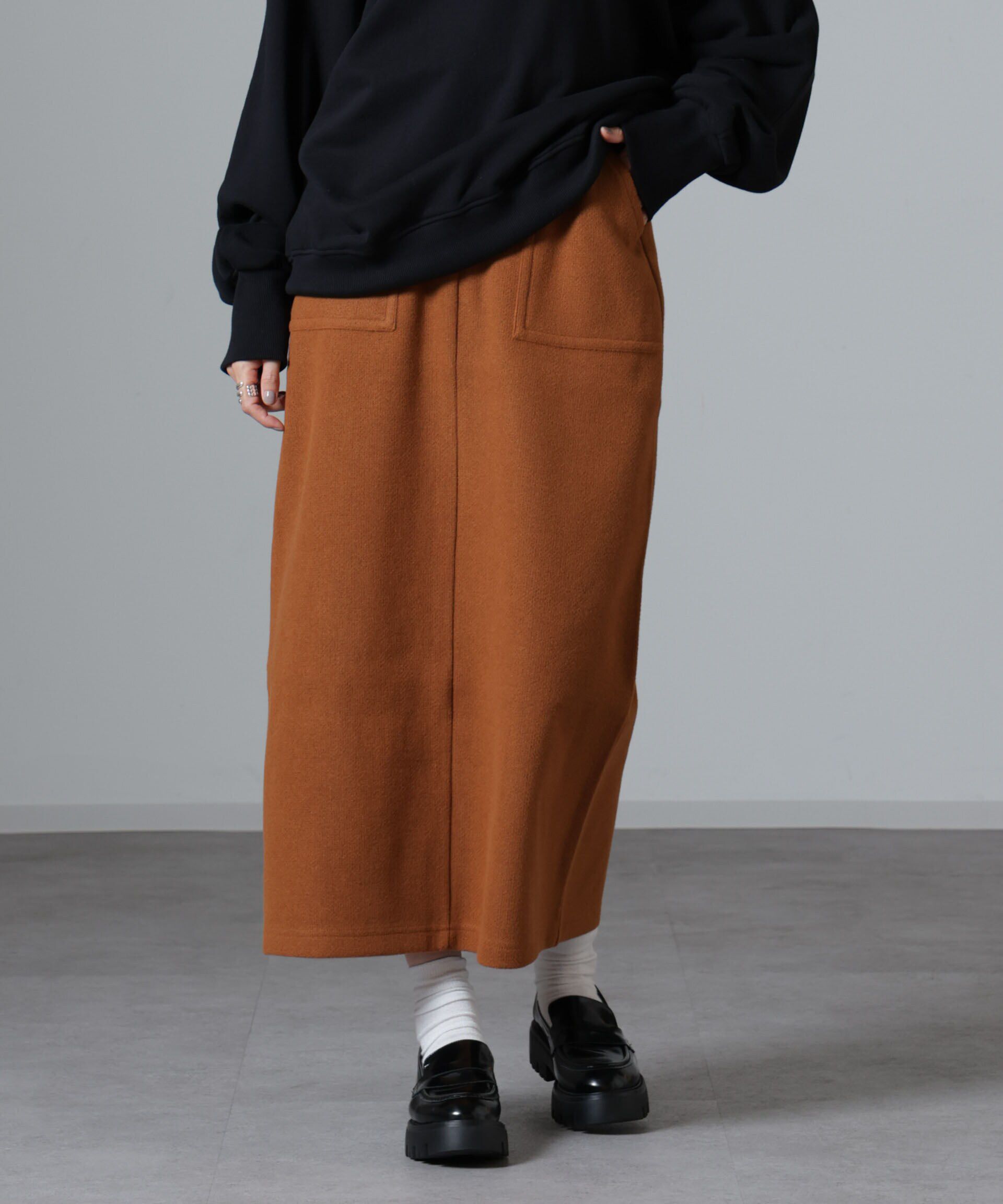nano･universe「ウールライクニードルパンチスカート(セットアップ可)」|スカート|キャメル4