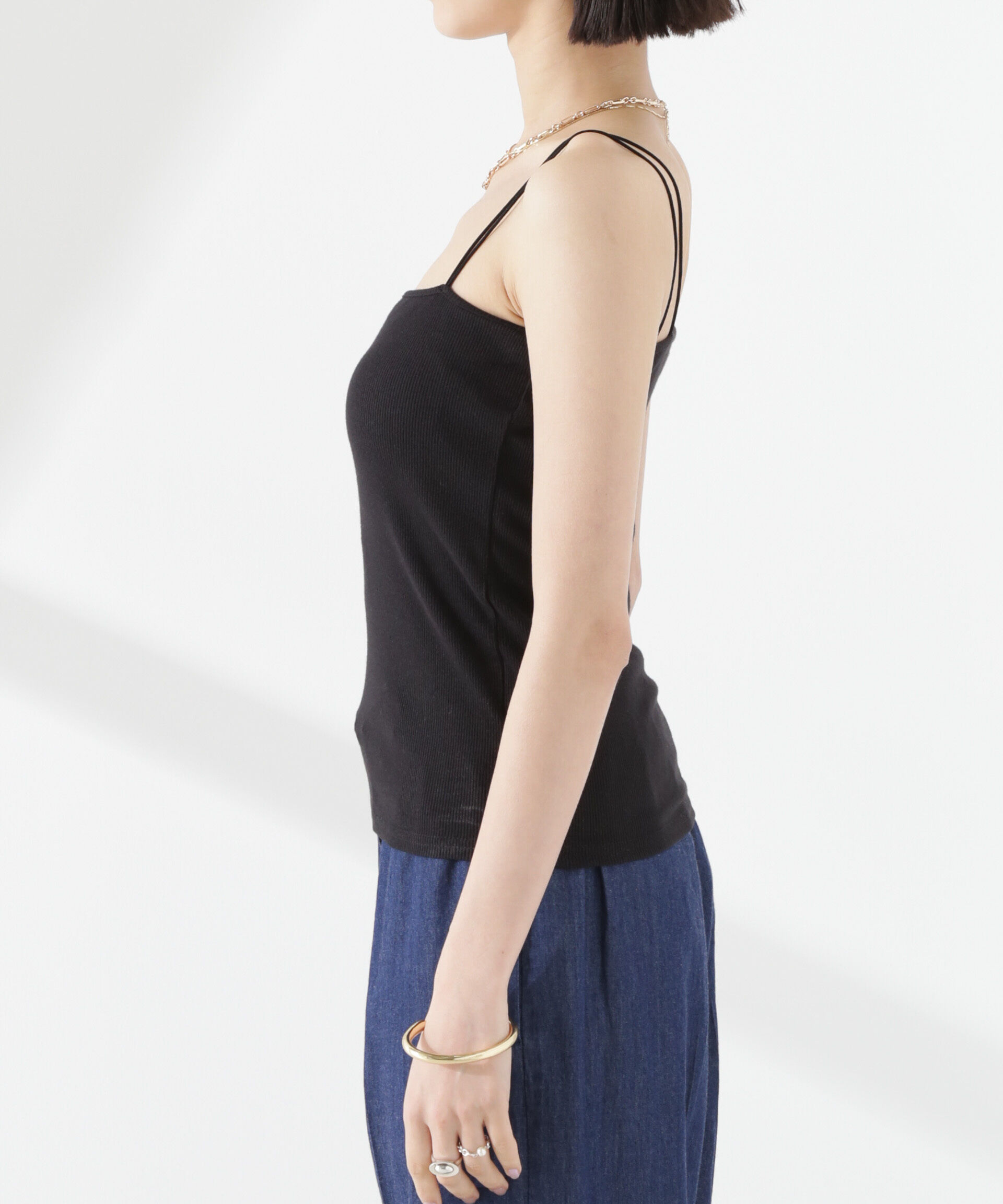 nano･universe「抗菌防臭リブカップ付きダブルストラップキャミソール」|Tシャツ・カットソー|