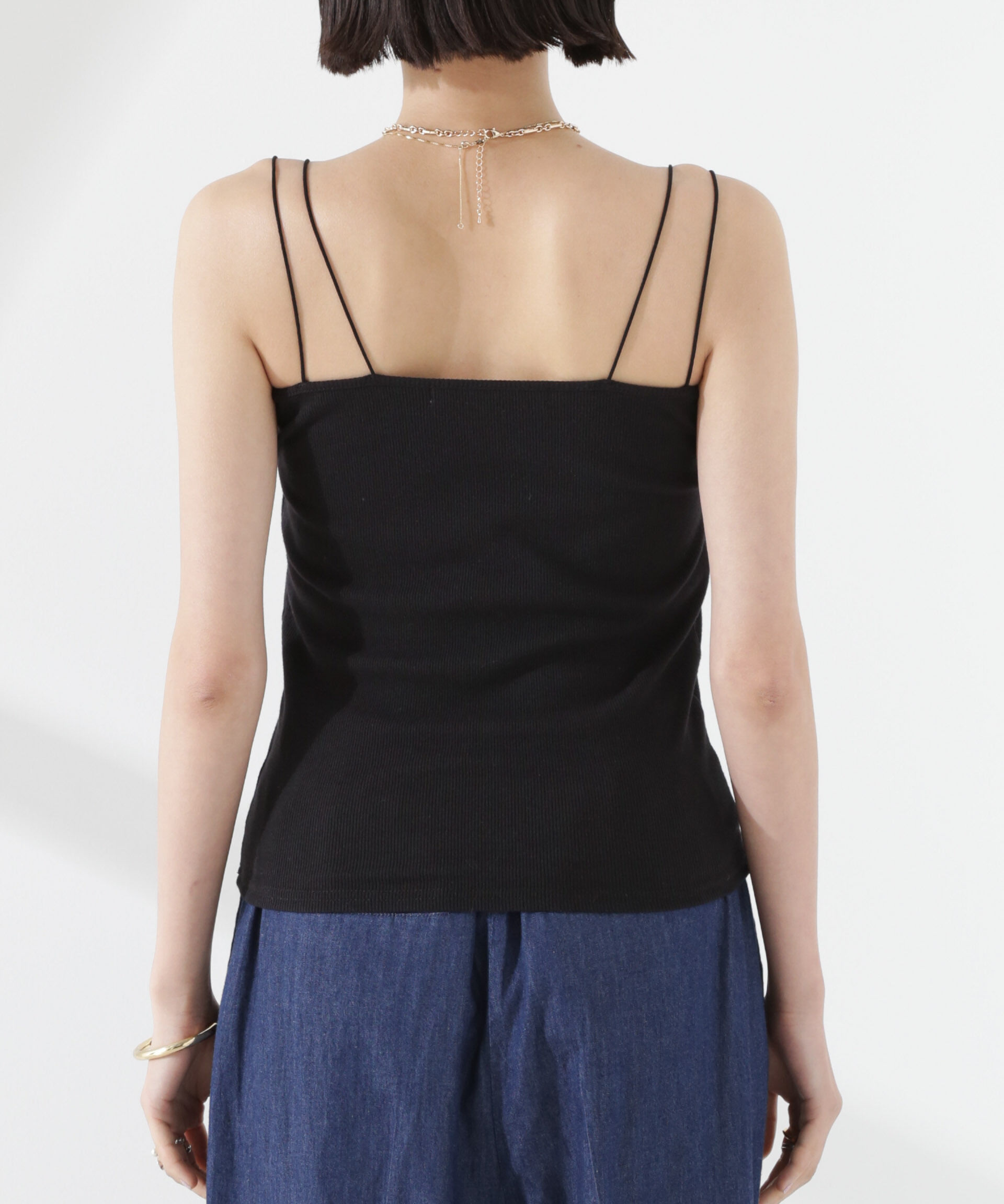 nano･universe「抗菌防臭リブカップ付きダブルストラップキャミソール」|Tシャツ・カットソー|