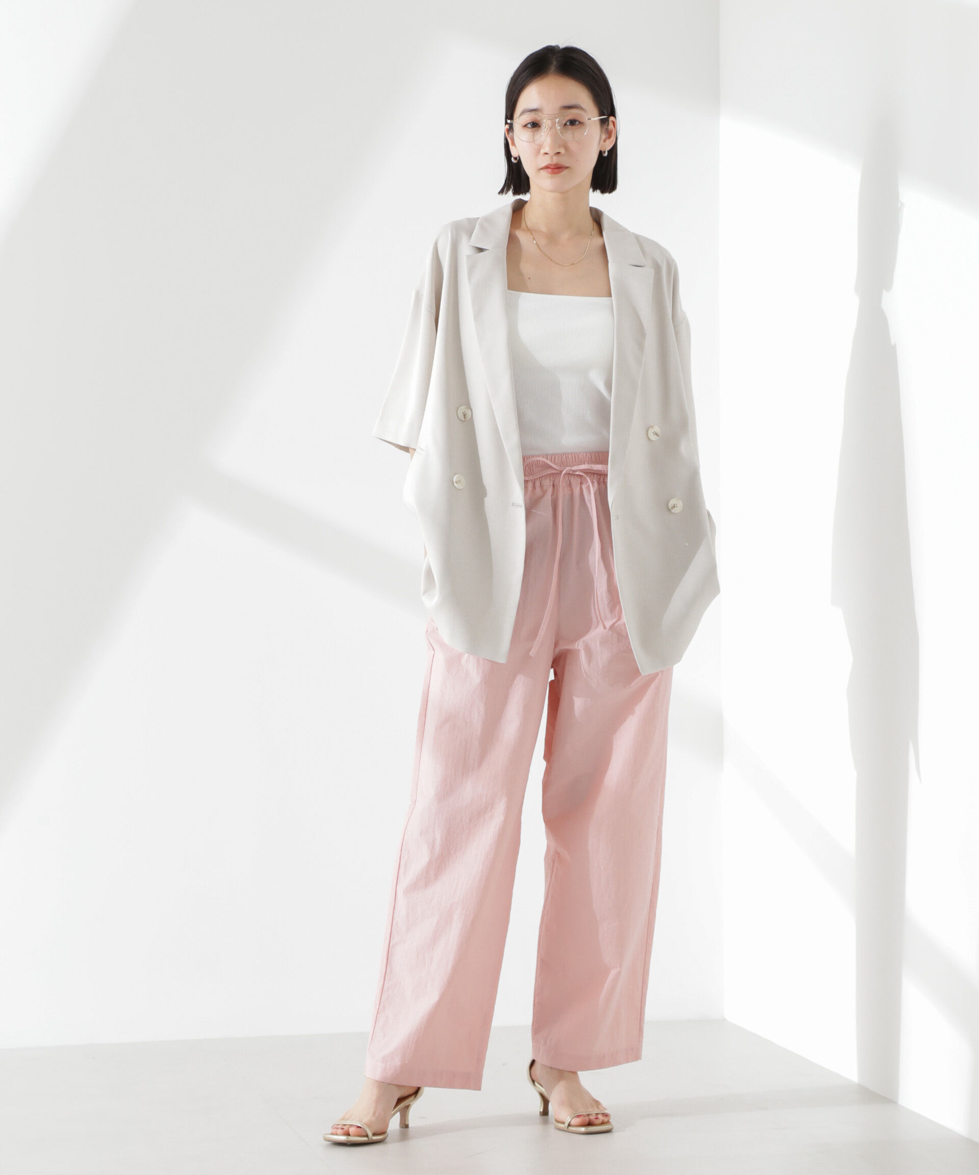 nano･universe「抗菌防臭リブカップ付きダブルストラップキャミソール」|Tシャツ・カットソー|