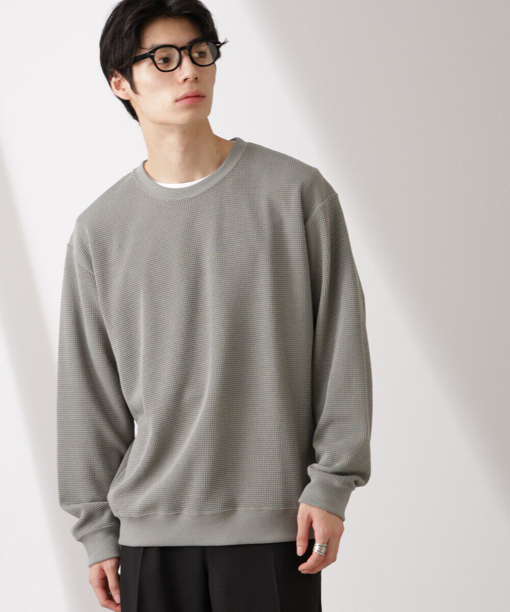 nano･universe「テックワッフルクルーネックTシャツ」|Tシャツ・カットソー|グレー