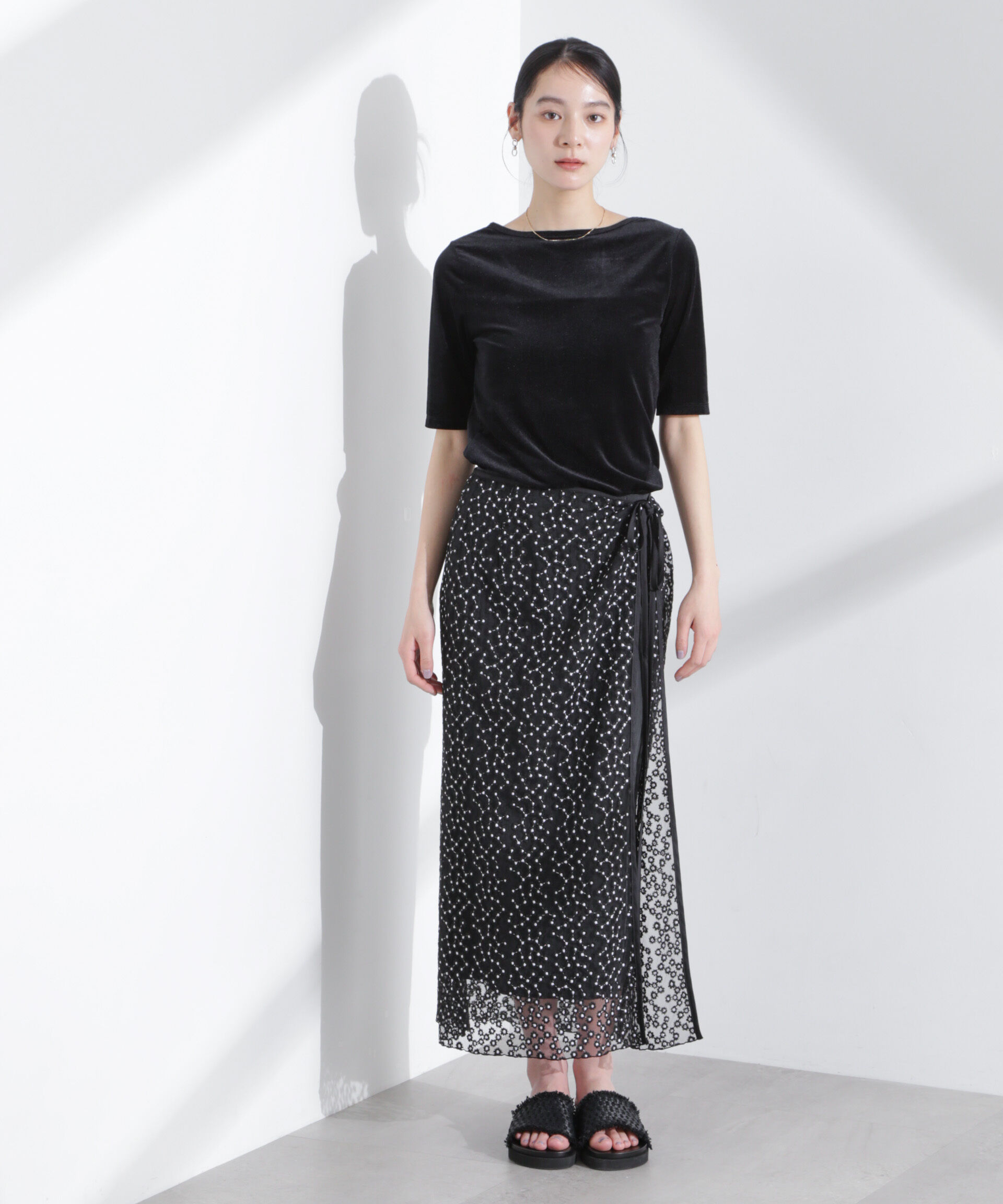 nano･universe「シアーベロアバックオープン5分袖Tシャツ」|Tシャツ・カットソー|