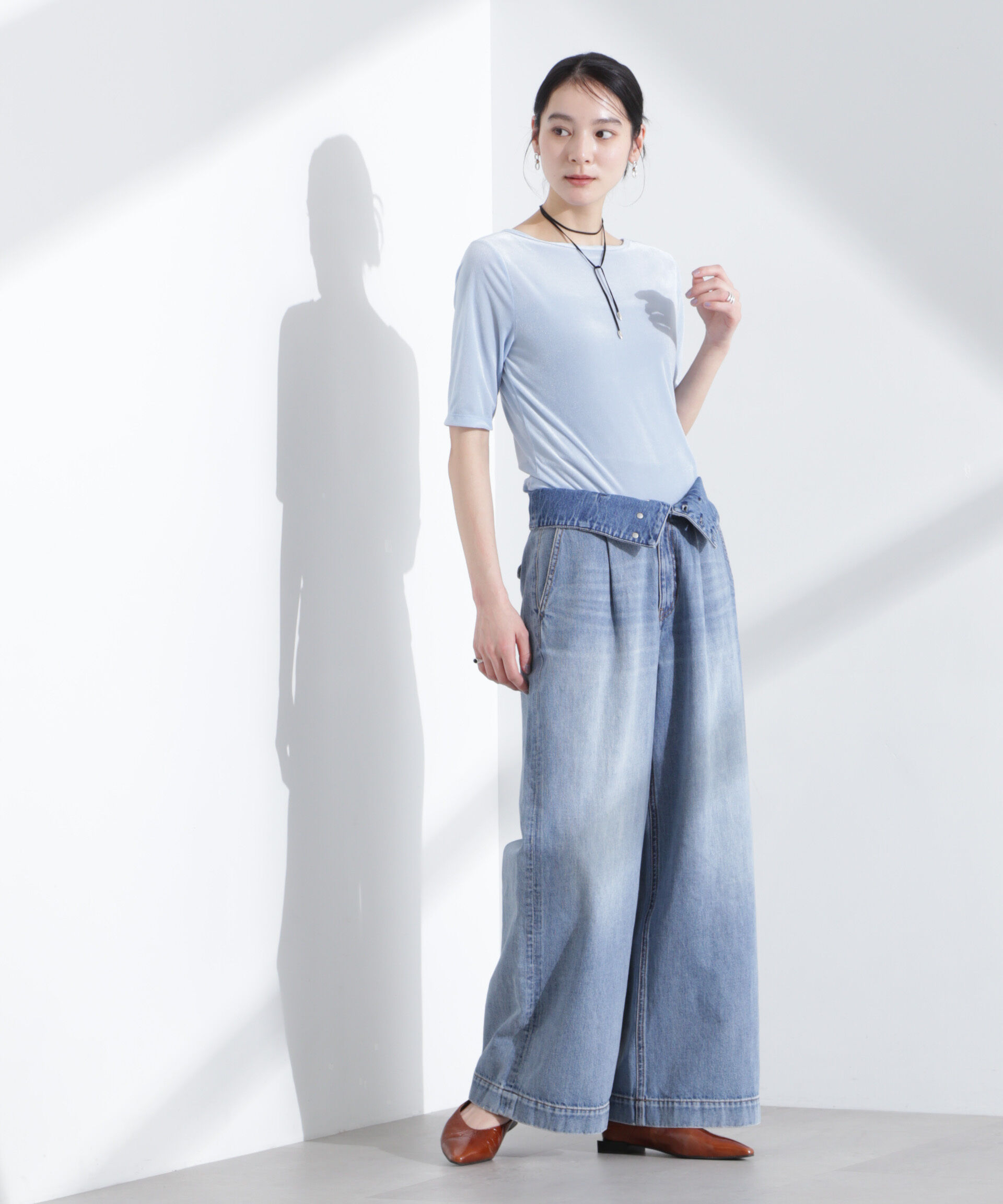 nano･universe「シアーベロアバックオープン5分袖Tシャツ」|Tシャツ・カットソー|