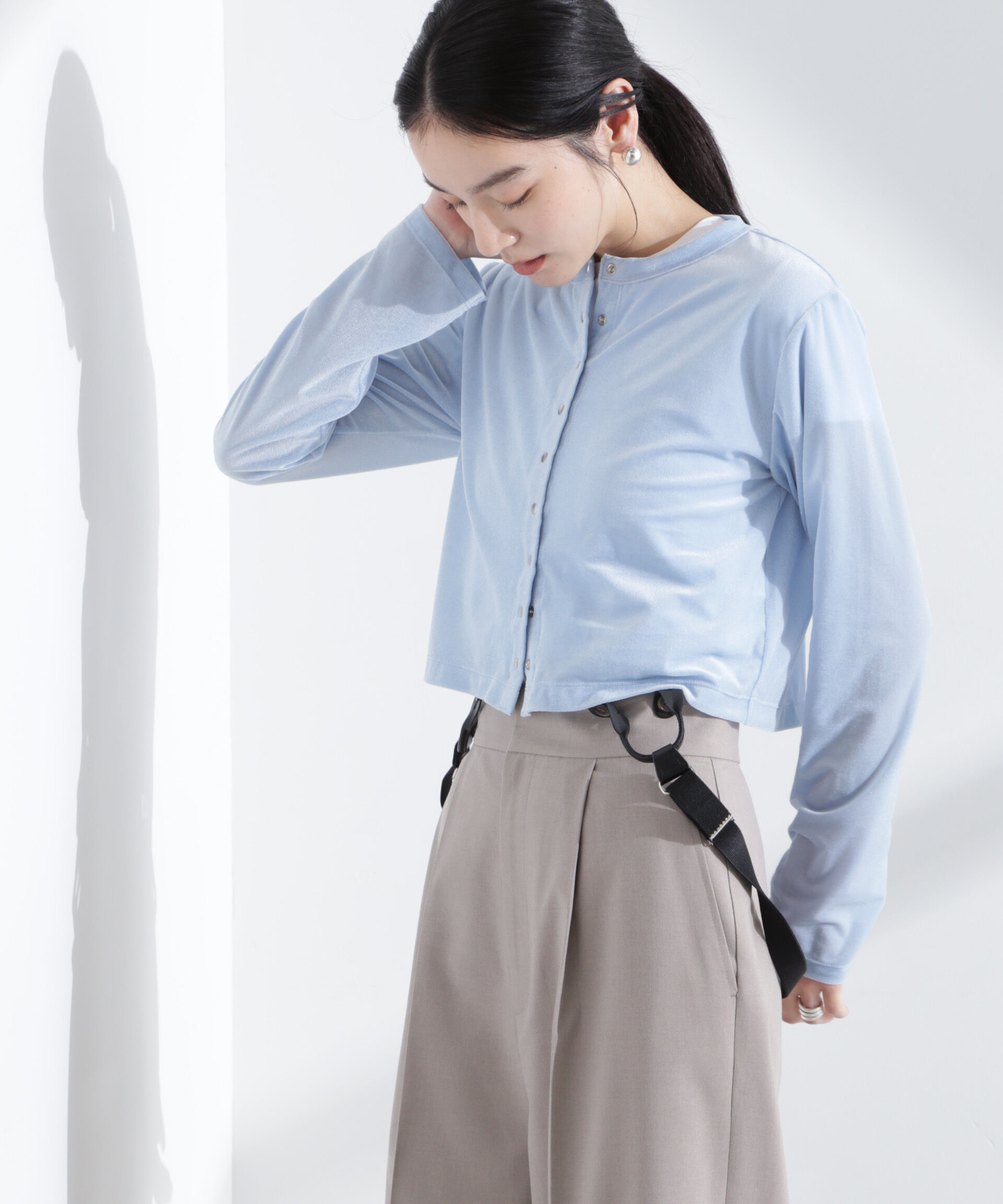 nano･universe「シアーベロアメニーボタンカーディガン」|Tシャツ・カットソー|