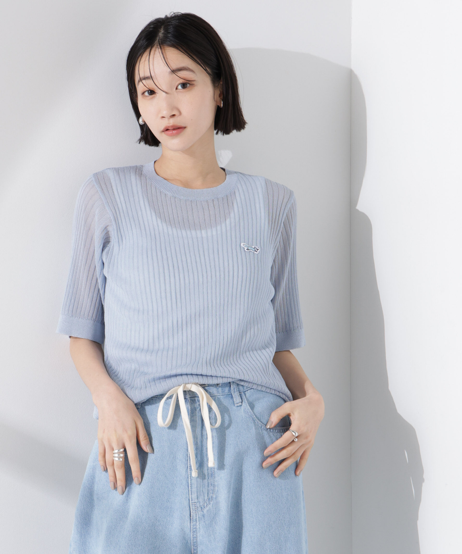nano･universe「PENNEYS別注TheFOXシアーリブニットトップス」|ニット・セーター|ブルー