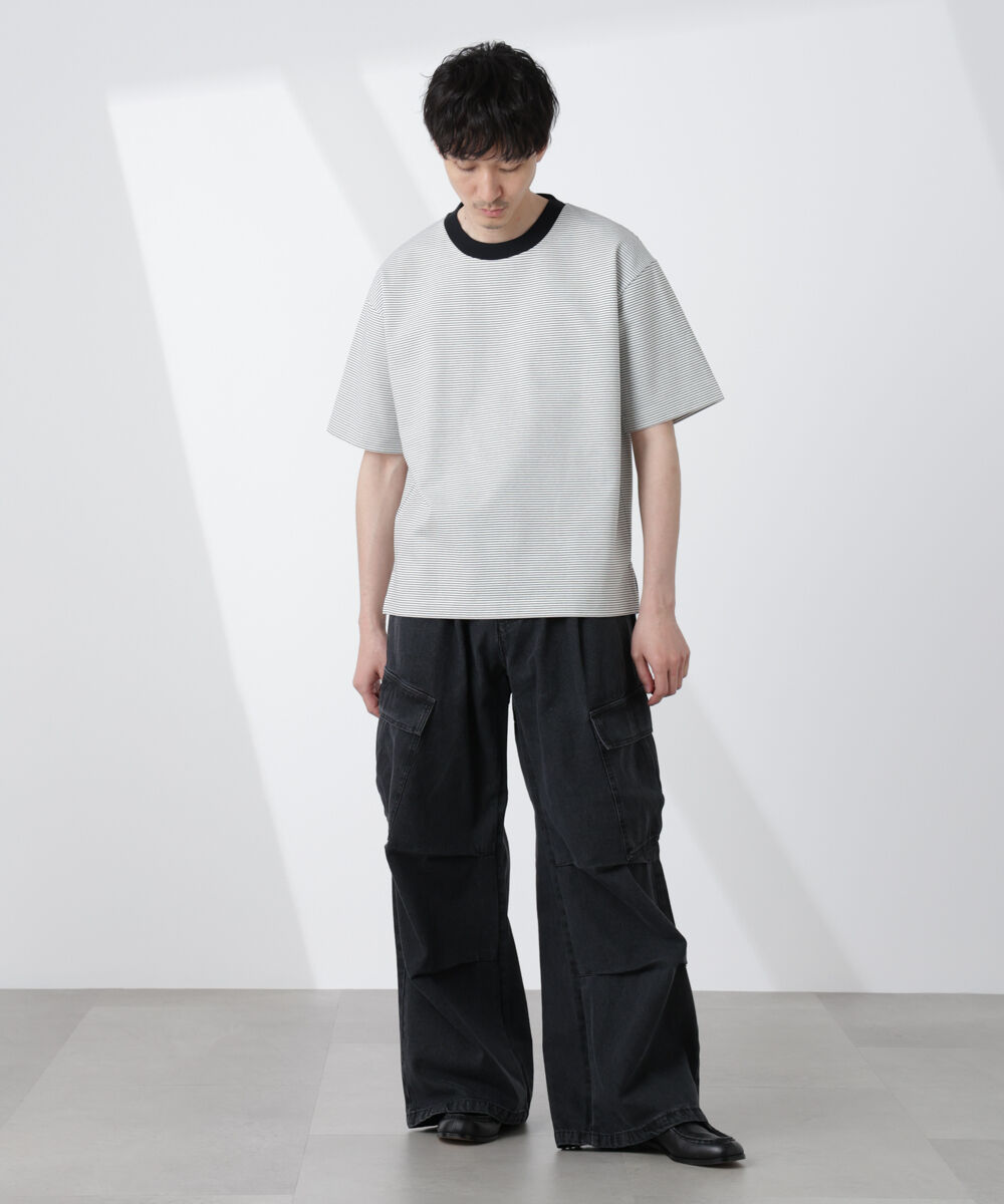 nano･universe「ビッグポケットデニムワイドカーゴパンツ」|チノ|
