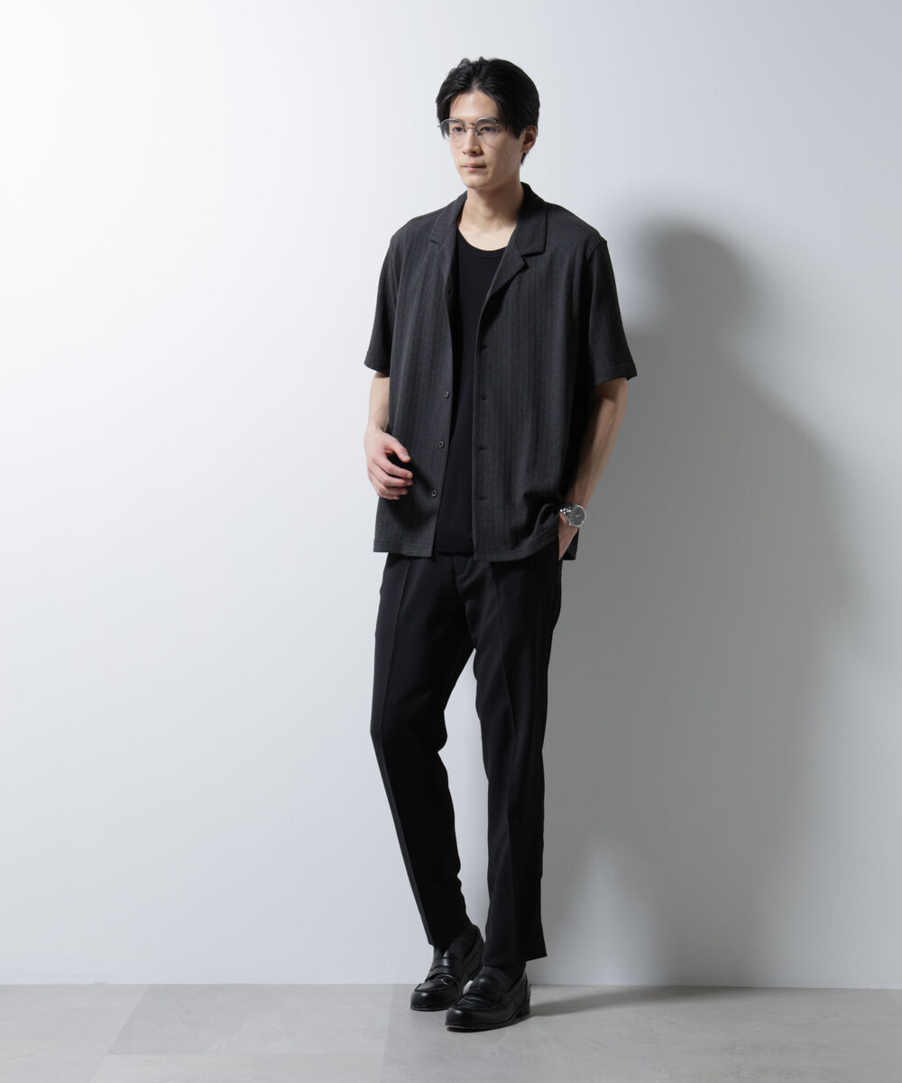 nano･universe「「Damerino」 ヘリンボン オープンカラーシャツ 半袖」|Tシャツ・カットソー|