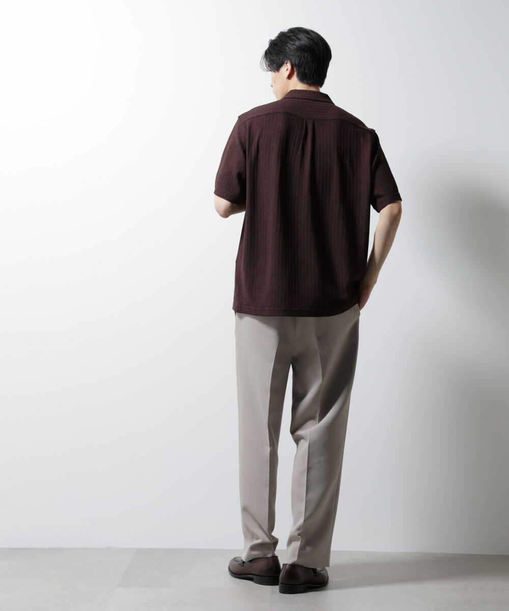 nano･universe「「Damerino」 ヘリンボン オープンカラーシャツ 半袖」|Tシャツ・カットソー|